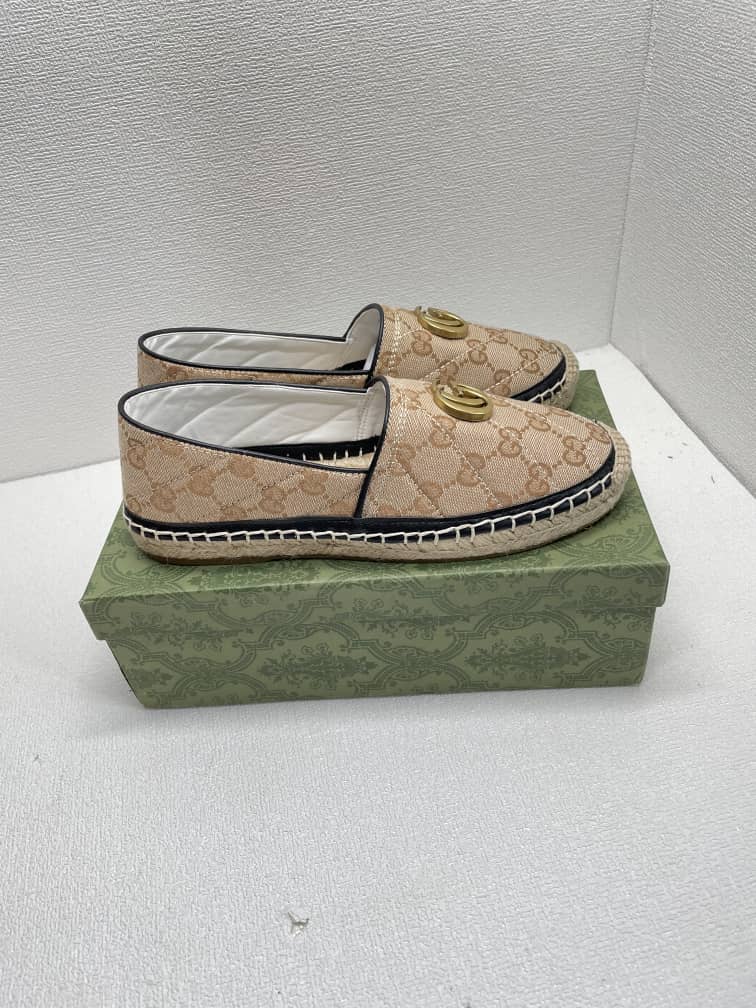 Gucci Women’S Matelass? Canvas Espadrille Beige 621239 Kqwm0 9765