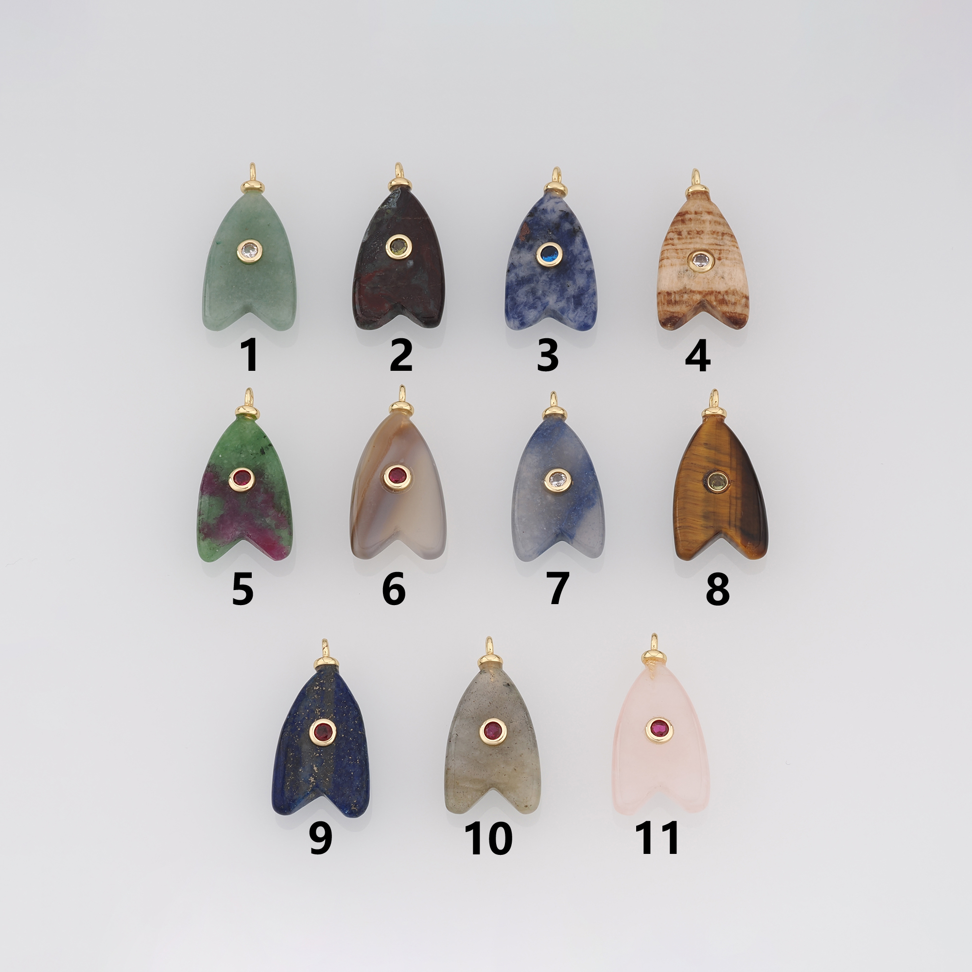 18K Gold Filled Geometric Pendant,Natural Stone Charm Earrings Necklace for DIY Jewelry Making Supply