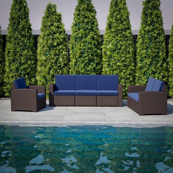 Faux Rattan Chair with AllWeather Cushion