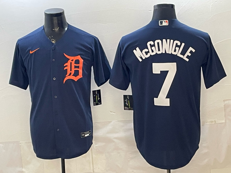 Men's Detroit Tigers Kevin McGonigle #7 Navy Replica Player Jersey