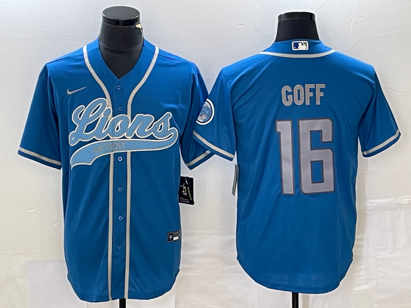 Men's Detroit Lions Jared Goff #16 Blue Player Jersey
