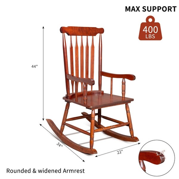 Single Solid Wood Patio Rocking Chair