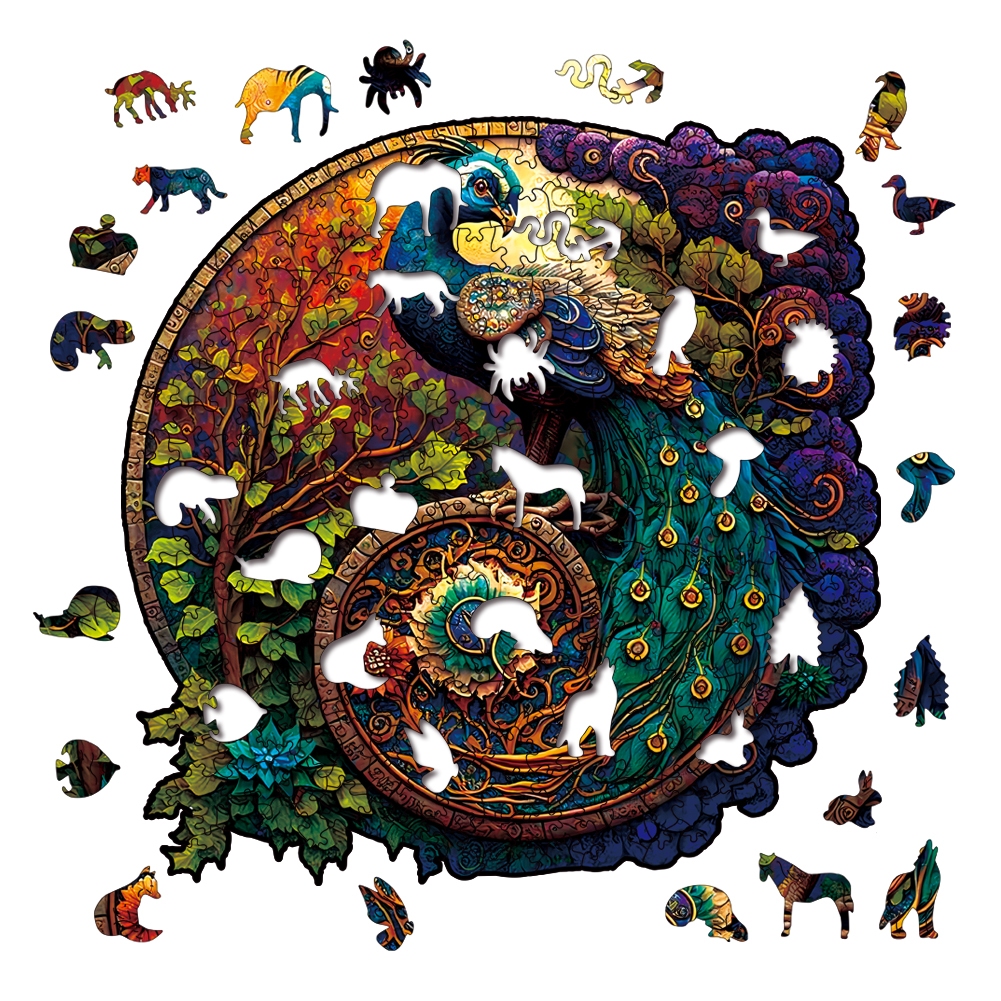 Animal Wooden Puzzle-Lovely peacock