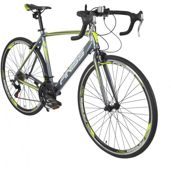 Aluminum Road Bike, 21 Speed Disc Brake Mens or Womens Bicycle Cycling,70028C,Gray