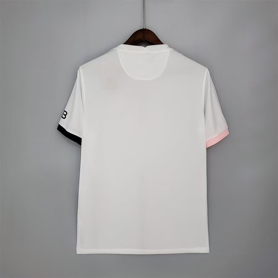 Paris Saint-Germain PSG 2021/22 Away Jersey – White Pink Black Stripe | Men's Football Fan Shirt