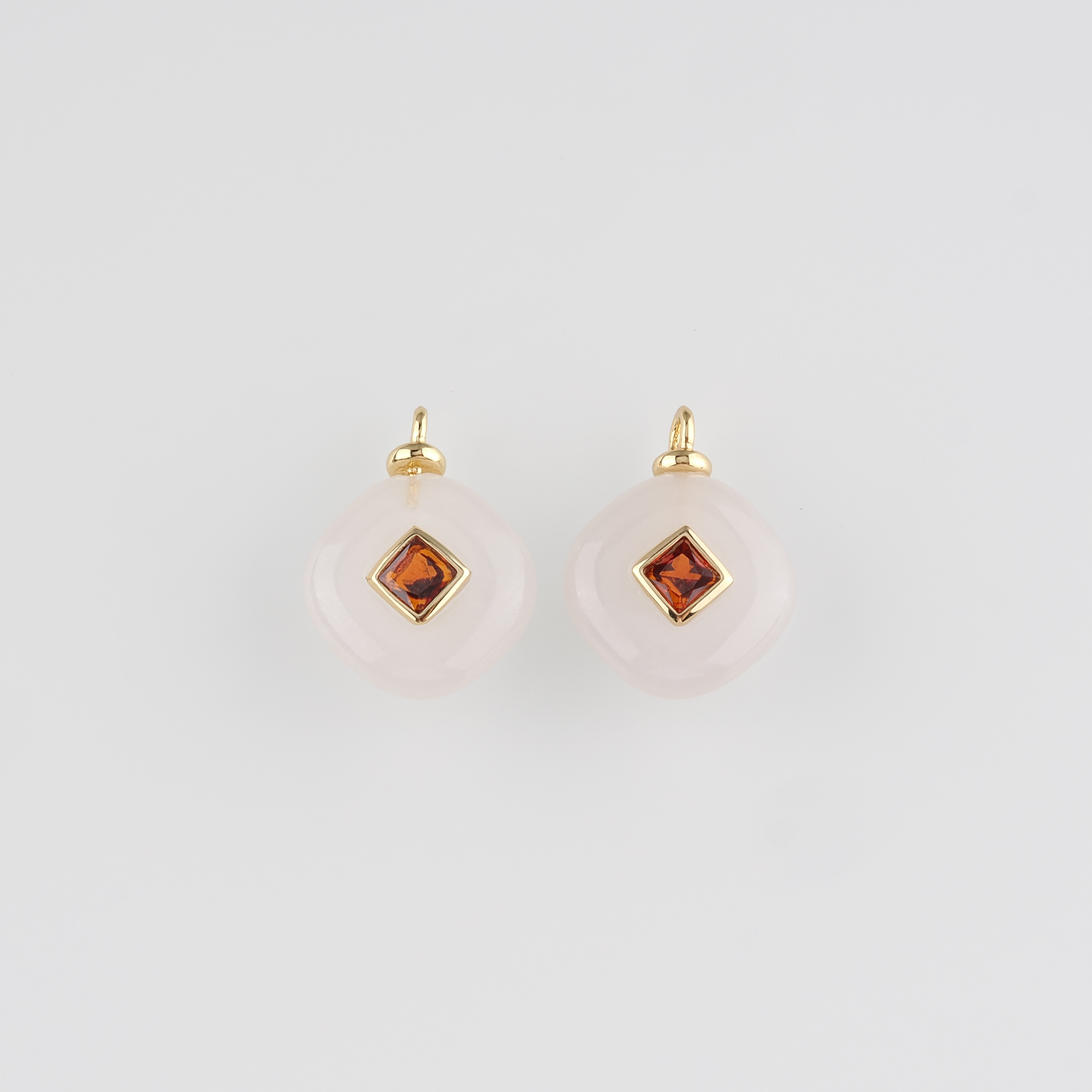 18K Gold Filled Rhombus Pendant,Natural Stone Rhombus Charm Earrings Necklace for DIY Jewelry Making Supply