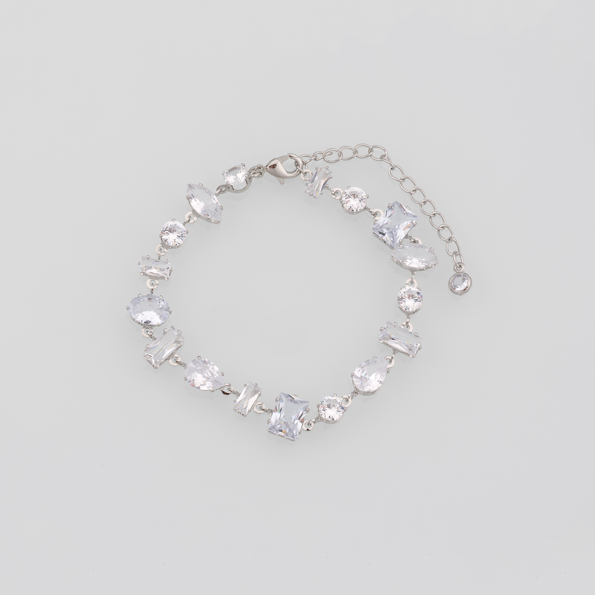 18K Gold Filled Geometric Bracelet,Zircon Bracelet,White Stone Bracelet,Adjustable Bracelet,Gift For Her