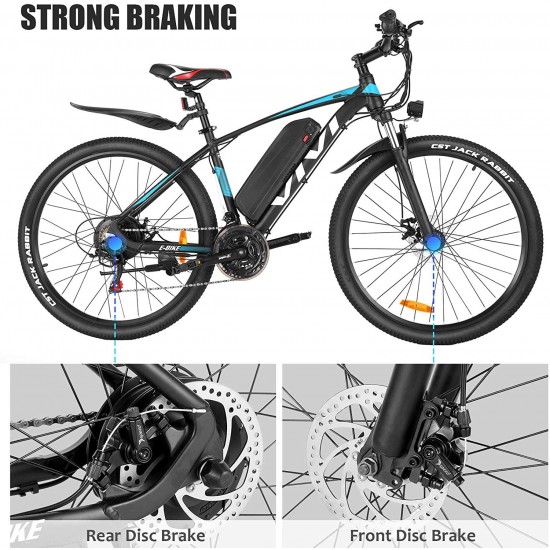 Electric Bike 27.5″ Electric Mountain Bike 350W Adults Ebike Electric Commuter Bike, Electric Bicycle with Removable 10.4Ah Battery, Professional 21 Speed
