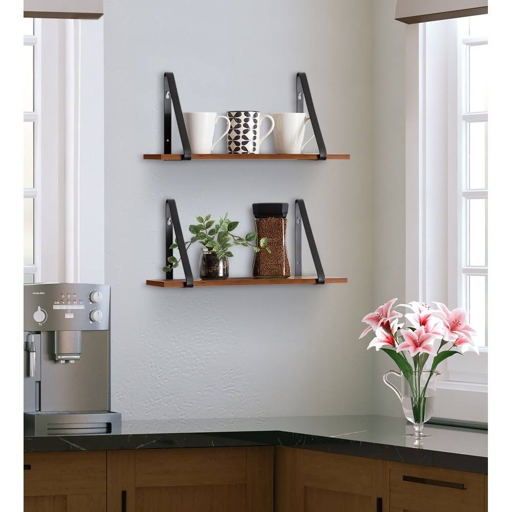 Kate and Laurel Soloman Modern Wooden Shelves - 2 Piece - White/Gold