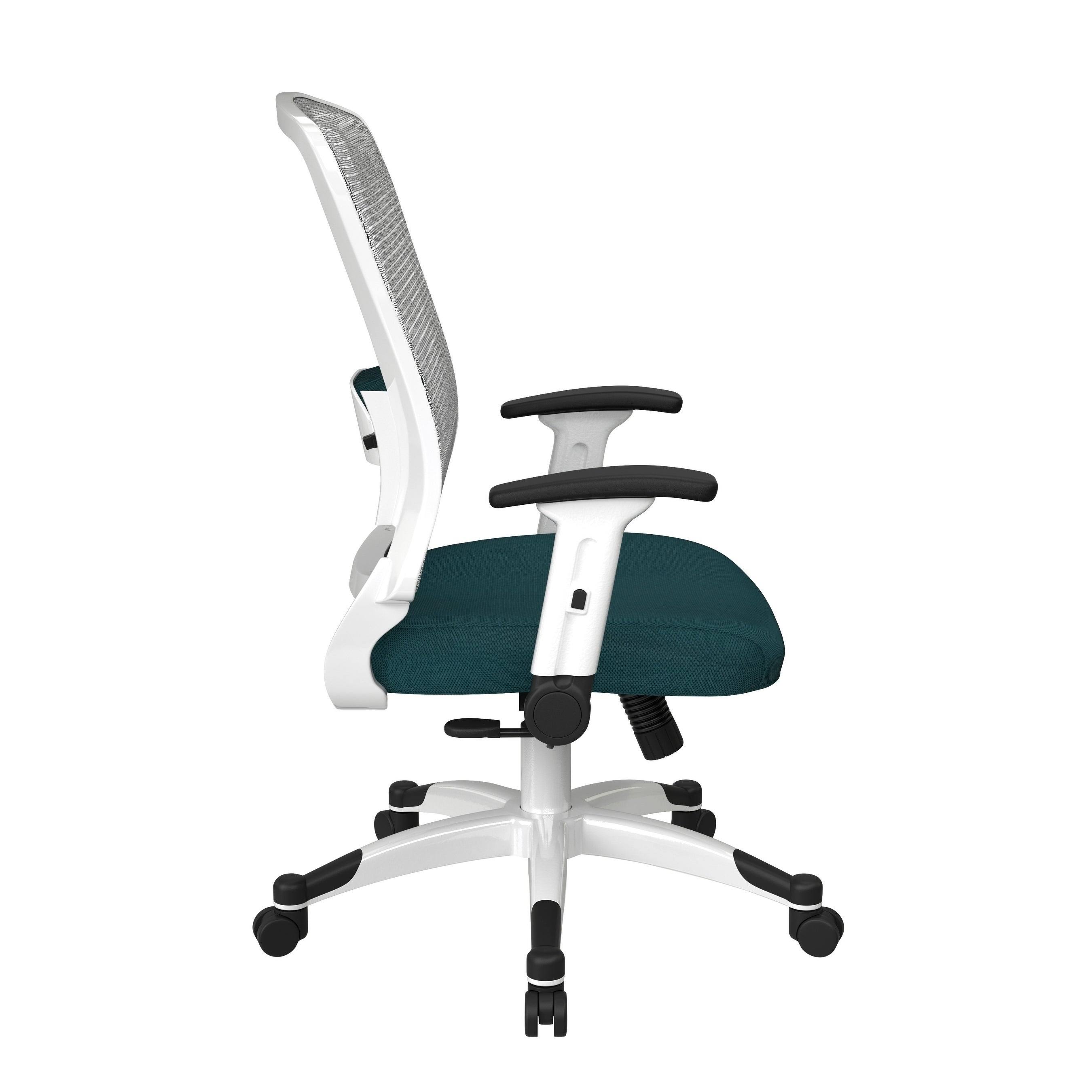 Space Seating White Frame Managers Chair with Breathable Mesh Back-Fabric: Jade