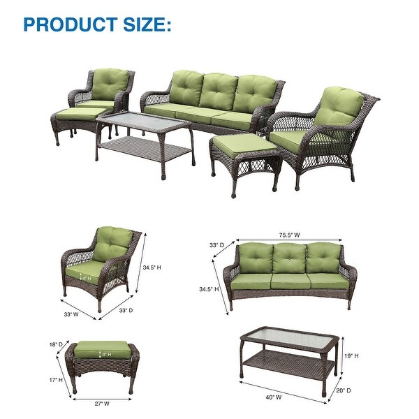 6piece Resin Wicker Patio Furniture Conversation Set with High Back