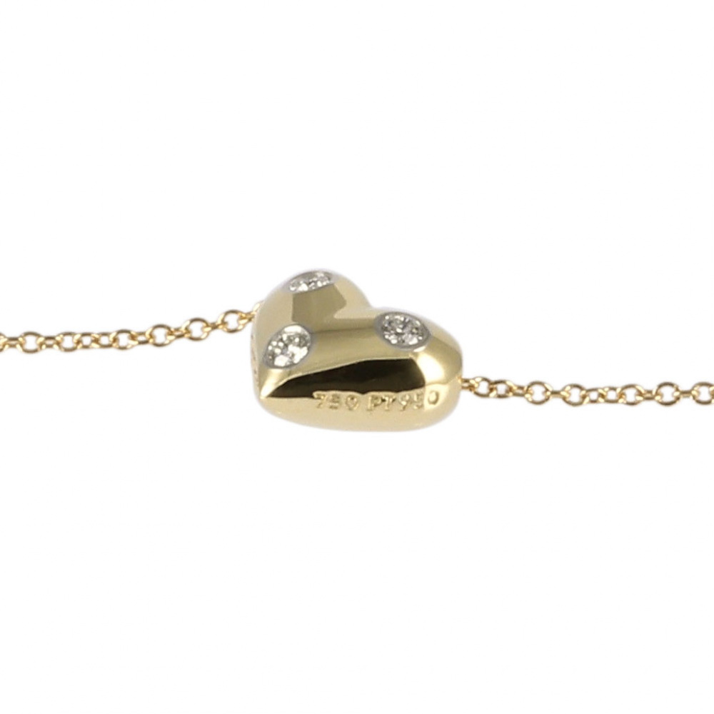 Tiffany & Co. Tiffany Dots Heart 3PD K18YG Yellow Gold PT950 Necklace Platinum & 18K Yellow Gold Diamond