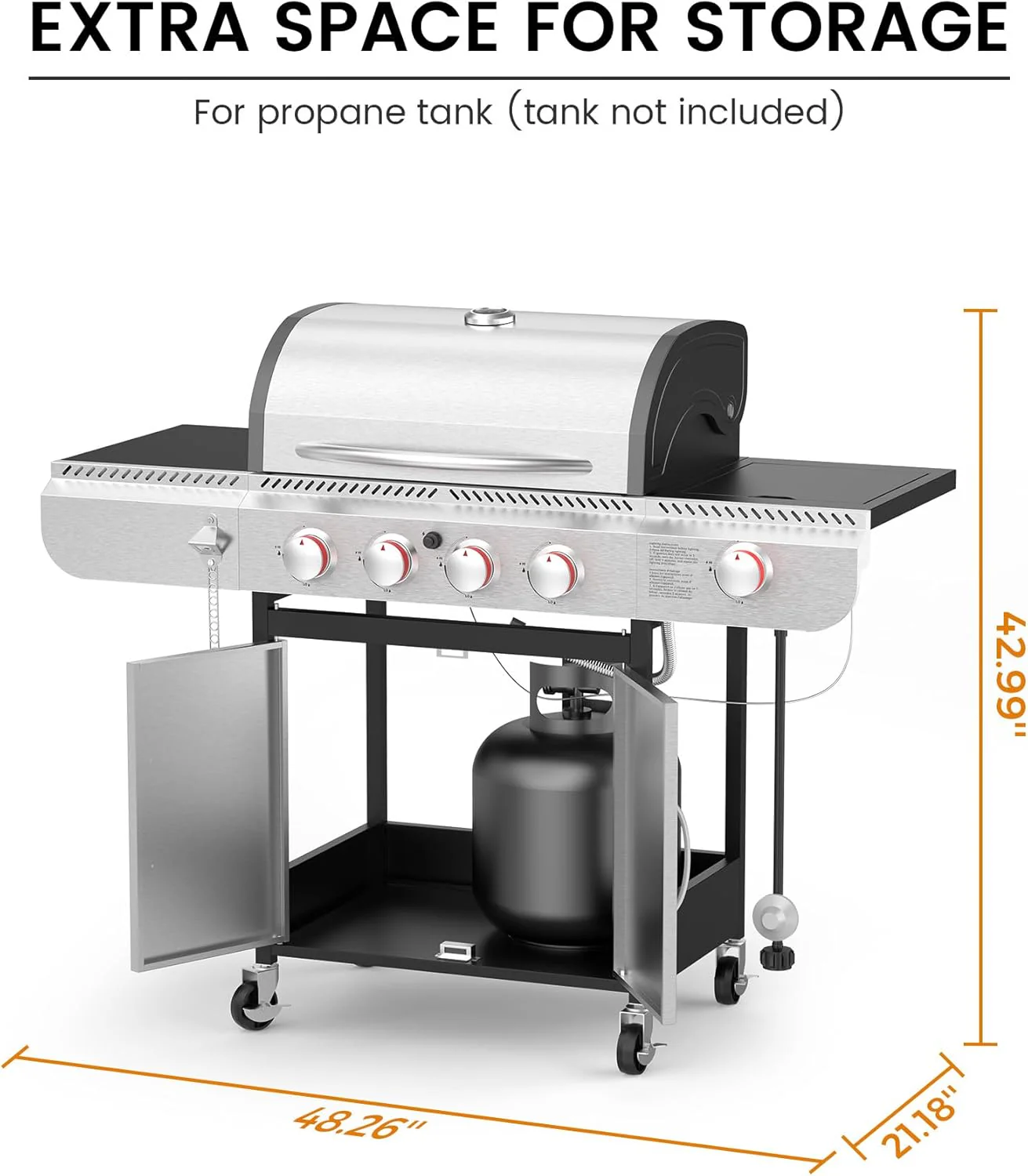 4-Burner Propane Gas Grill with Porcelain-Enameled Cast Iron Grates and Side Burne G0141A
