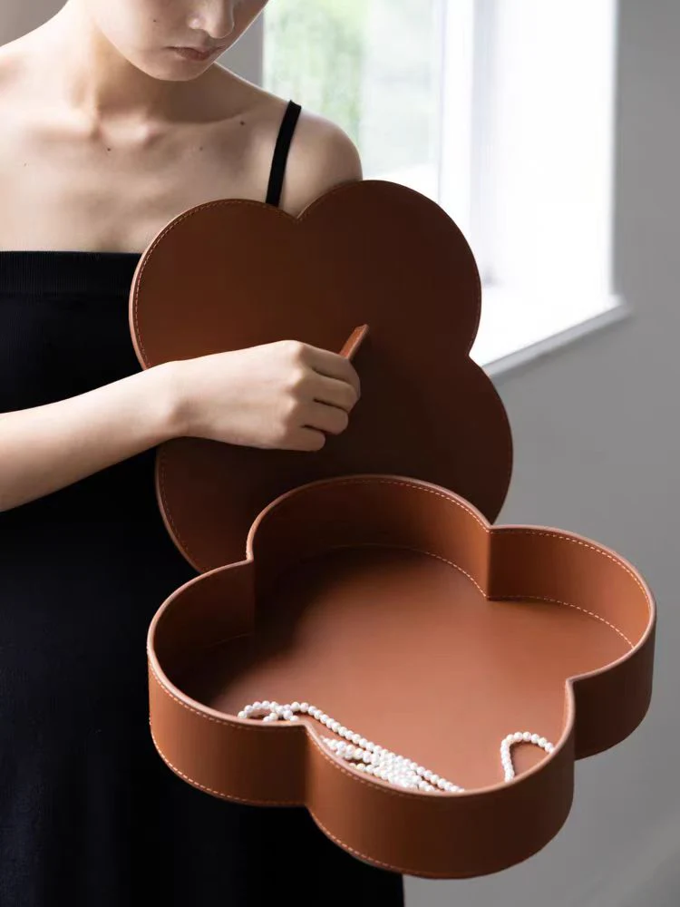 DC300 - Home H swift gold-brown saddle leather storage box cloakroom jewelry watch storage makeup box
