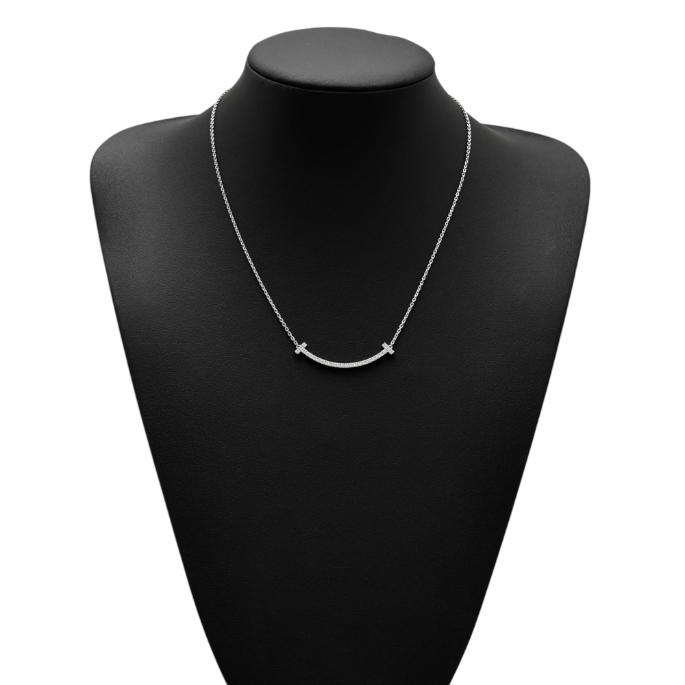 Tiffany & Co. Tiffany T Smile Necklace 18K White Gold Diamond 67513304