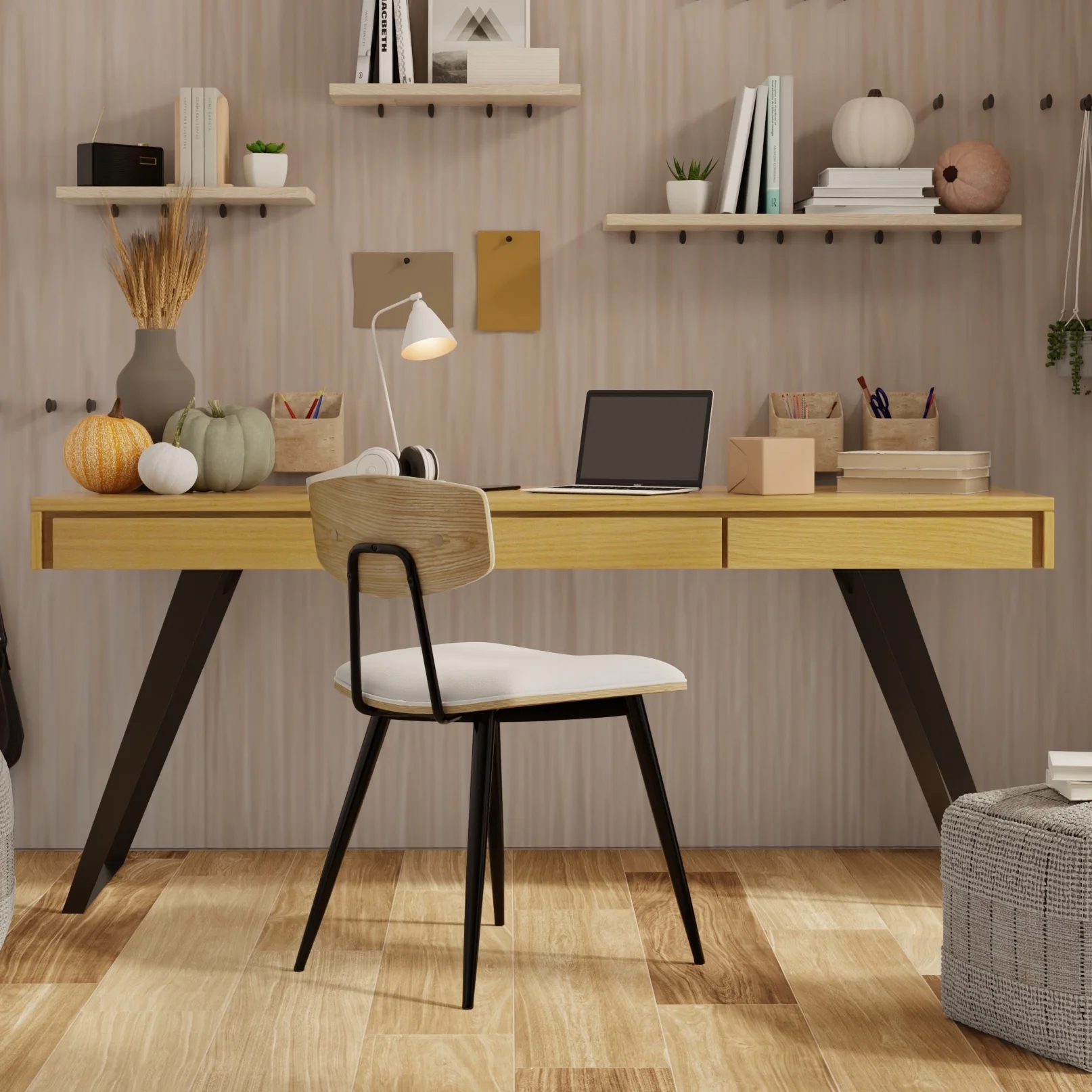 Simpli Home Lowry Modern Industrial 72 inch Wide Large Desk in Oak