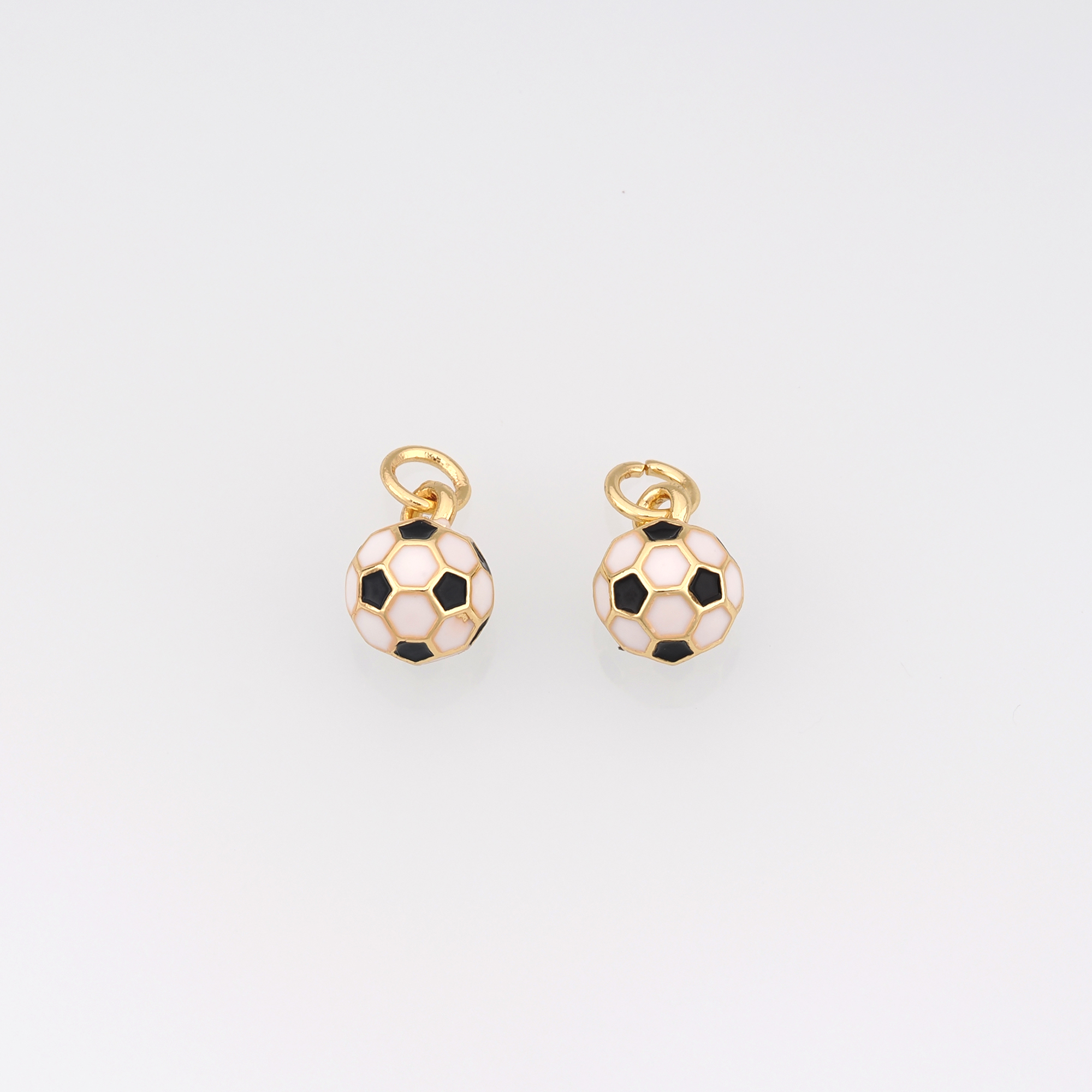 18K Gold Filled Football Pendant,Enamel Football Charm Earrings Necklace for DIY Jewelry Making Supply