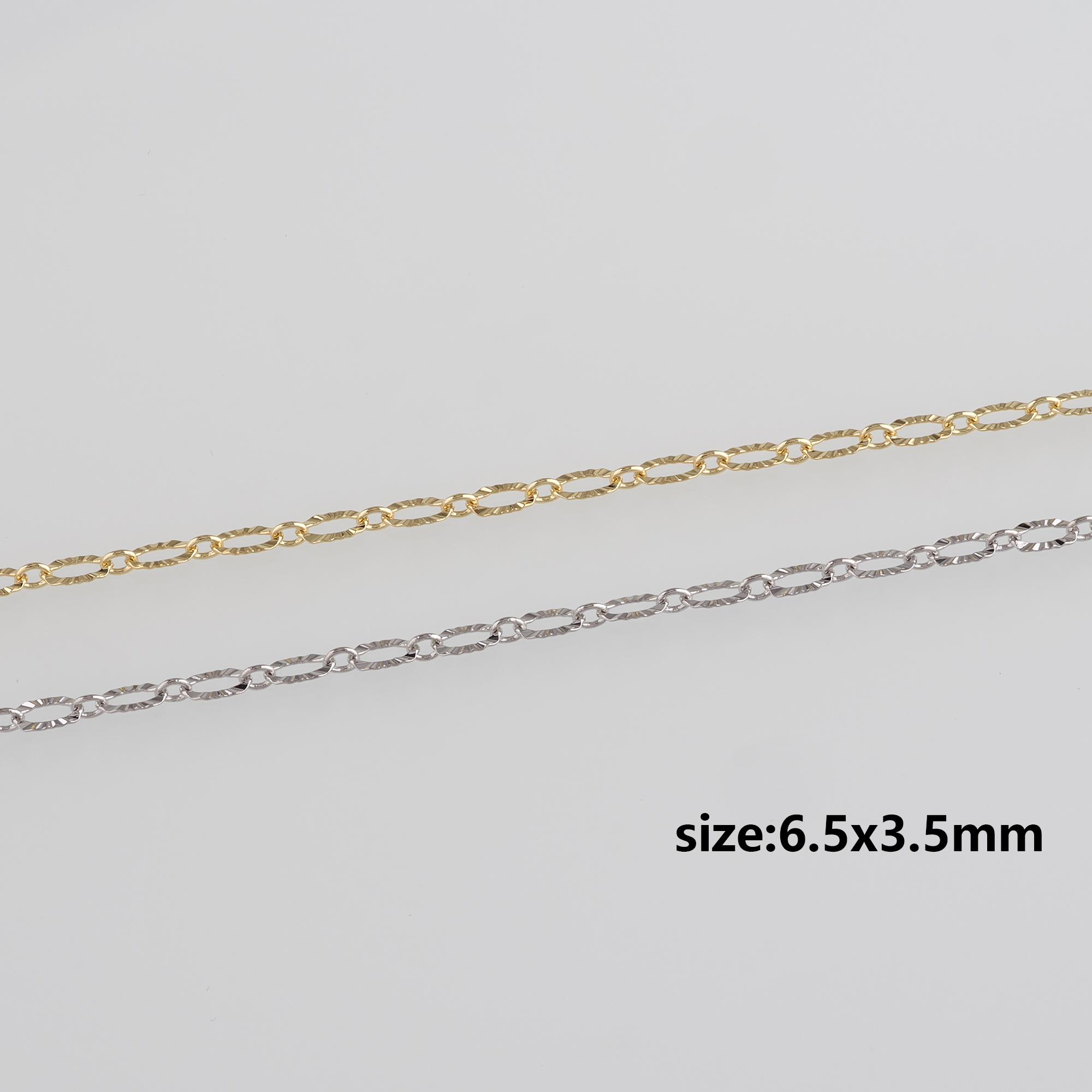 18K Gold Filled Paper Clip Chain Necklace,Dainty Link Chain,Gold Texture Chain Necklace for DIY Jewelry Making Supply