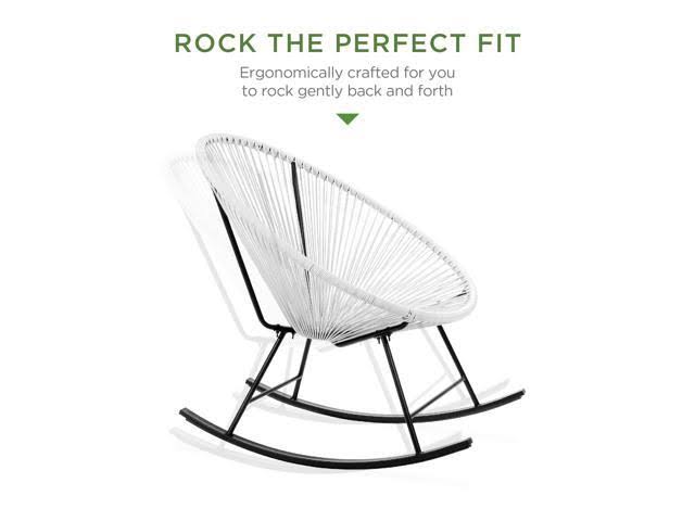 Best Choice Products 3-Piece All-Weather Patio Woven Rope Acapulco Bistro Furniture Set w/ Rocking Chairs, Table - White