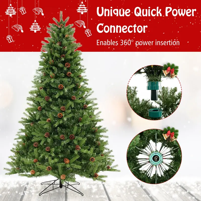 Pre-Lit Fiber Optic Artificial Christmas Tree – Premium Spruce Style with Sturdy Metal Stand
