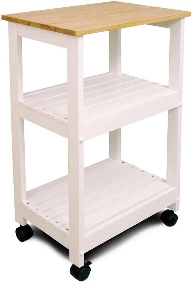 Utility Kitchen Cart, Black Base Natural Top