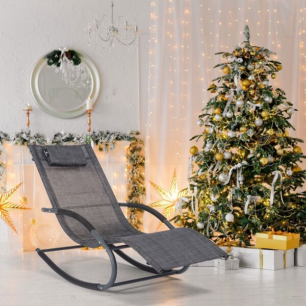 Outdoor Chaise Lounge Steel Curved Lounge Chair with Detachable PillowandWeatherResistant Fabric for Lawn,Poolside