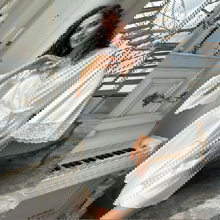 Lace Trim Satin RobeClistos