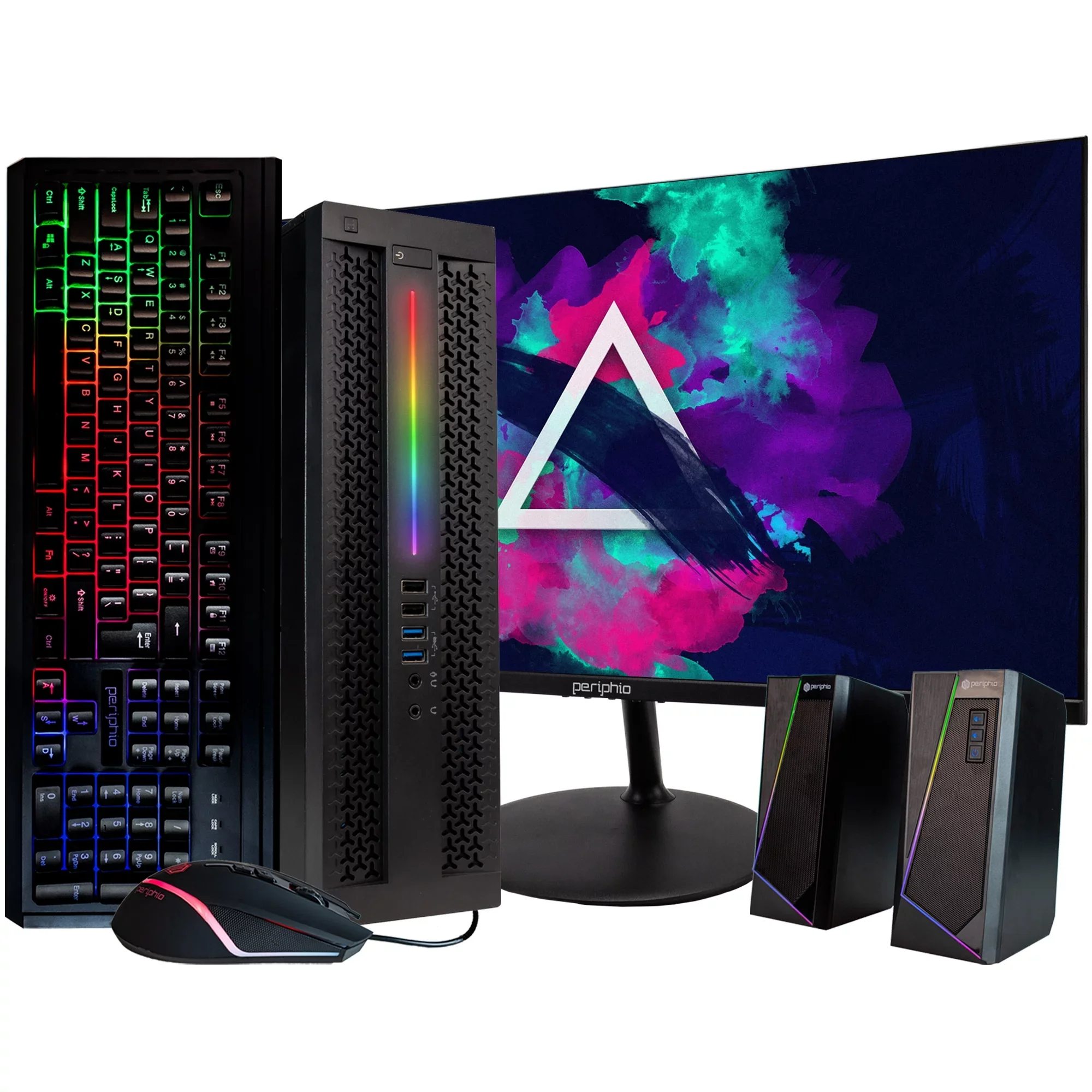 Restored HP ProDesk Desktop PC Bundle | Custom RGB | Ultra-Fast Intel Core i5 | 16GB RAM | 512GB SSD | NEW 24” 1080P Monitor | RGB Speakers | WiFi + Bluetooth