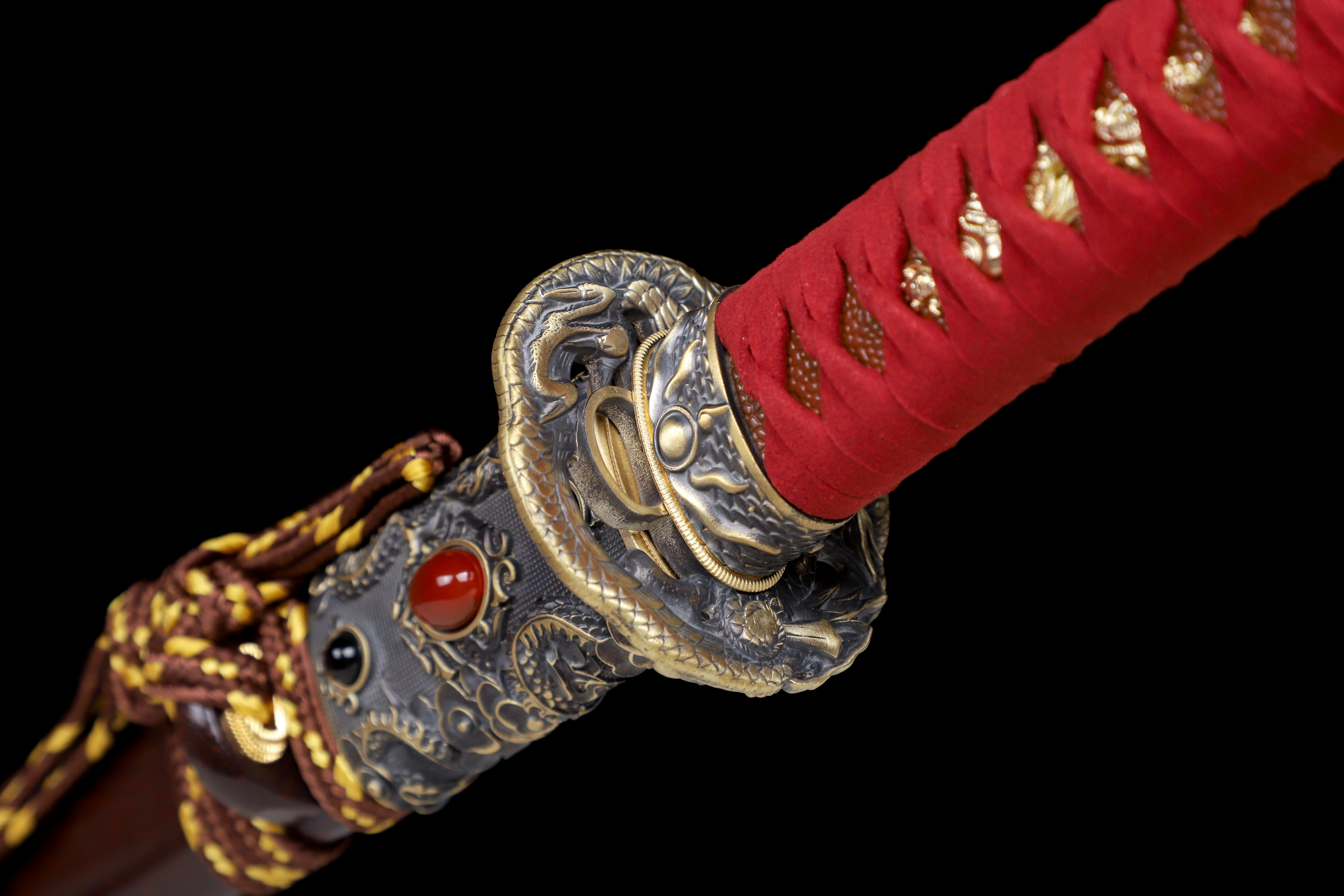 Handmade Katana 9260 Spring Steel Purple Blade Dragon Tsuba Full Tang