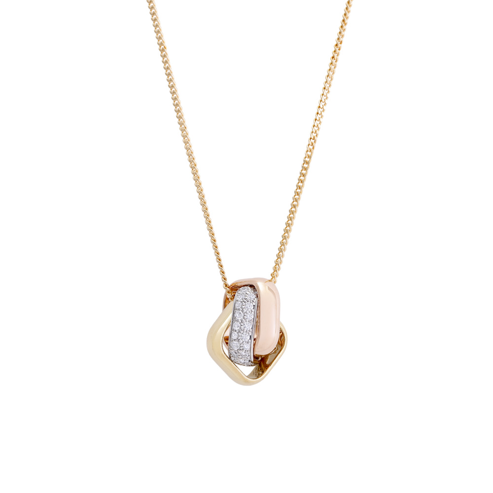 Cartier Trinity Cushion Semi-pavé Necklace Tri-Gold Diamond N7424481