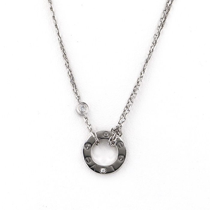 Cartier Love Circle Necklace 18K White Gold Diamond
