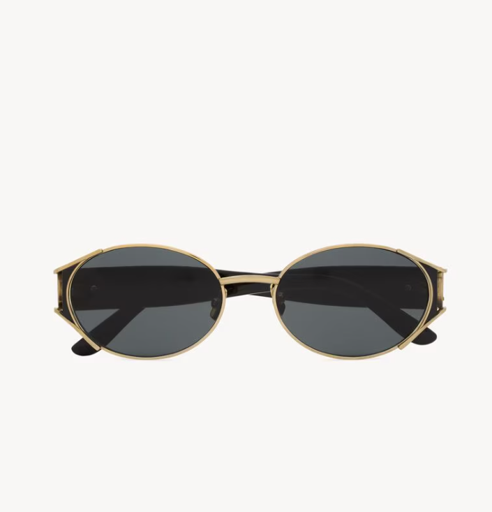 YSL OVAL SUNGLASSES WITH METAL FRAMES, ACETATE ARMS, AND NYLON LENSES
