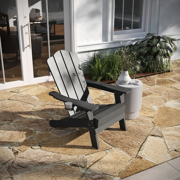 Set of 4 AllWeather Adirondack Chairs with Cupholders