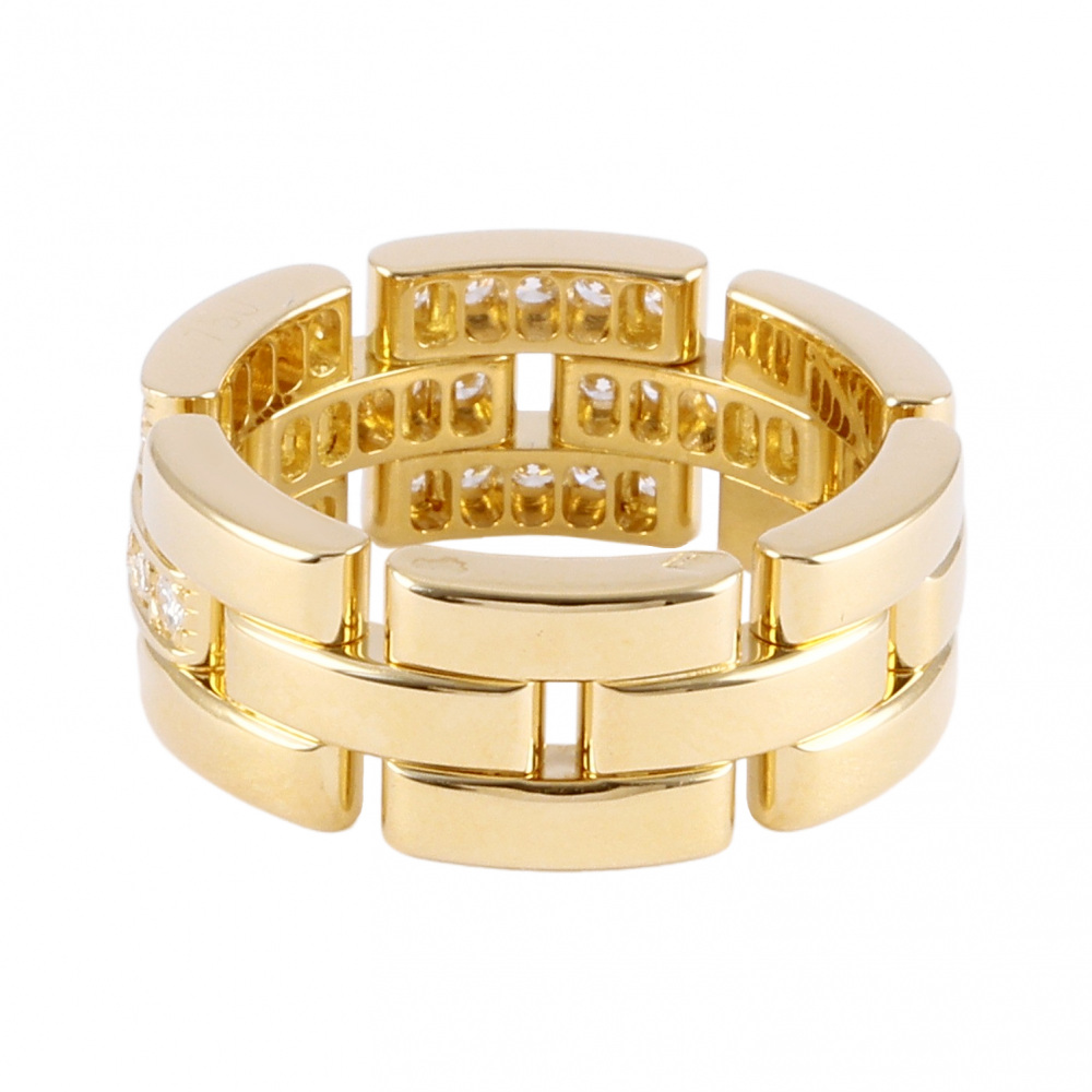 Cartier Mayon Pantale Triple Half Pave Ring 18K Yellow Gold Diamond B412700