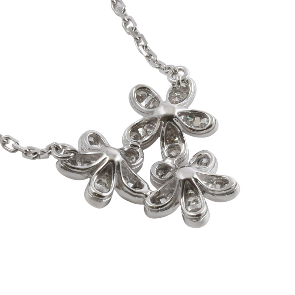 Van Cleef & Arpels Socrates 3 Flower Necklace 18K White Gold Diamond VCARB14900