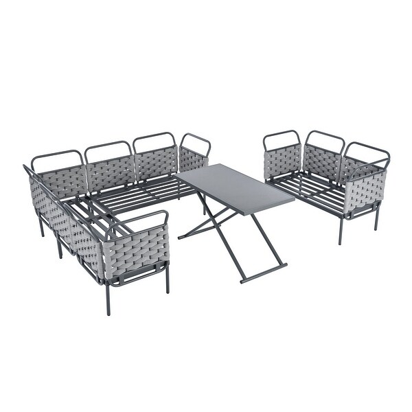 Patio Sectional Sofa Set Woven Rope Furniture Set with Cushions