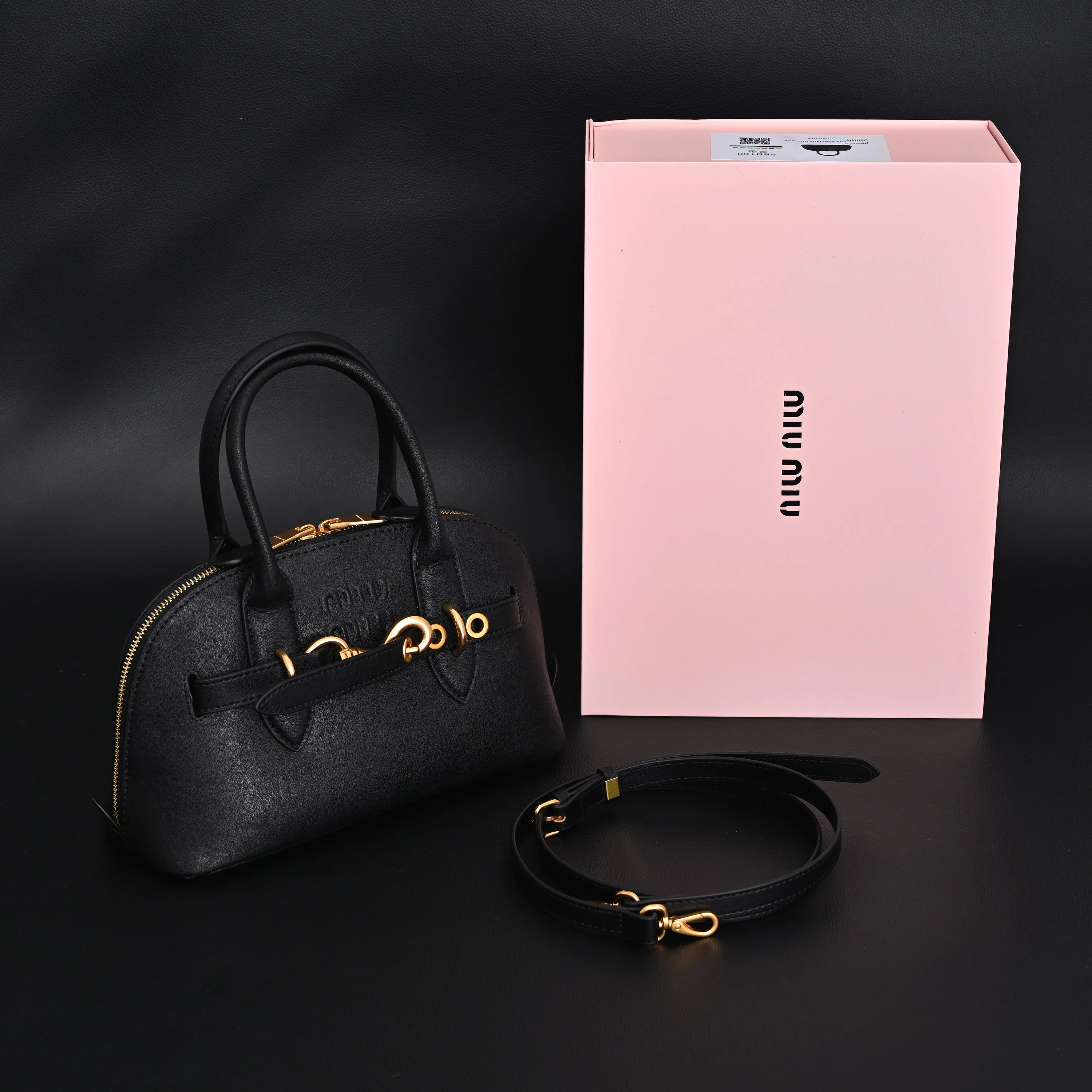 Miu Miu Black Leather Satchel Bag – Medium Structured Tote