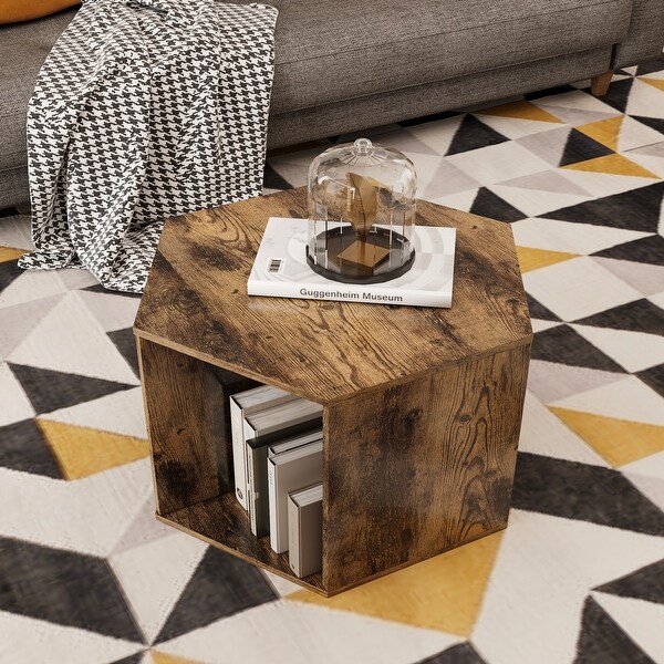 Hexagonal Coffee Table Side Table Nightstand Burmese Sumac 2PCS