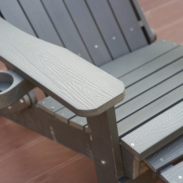Clihome HIPS Folding Patio Adirondack Chair with Pullout Ottoman