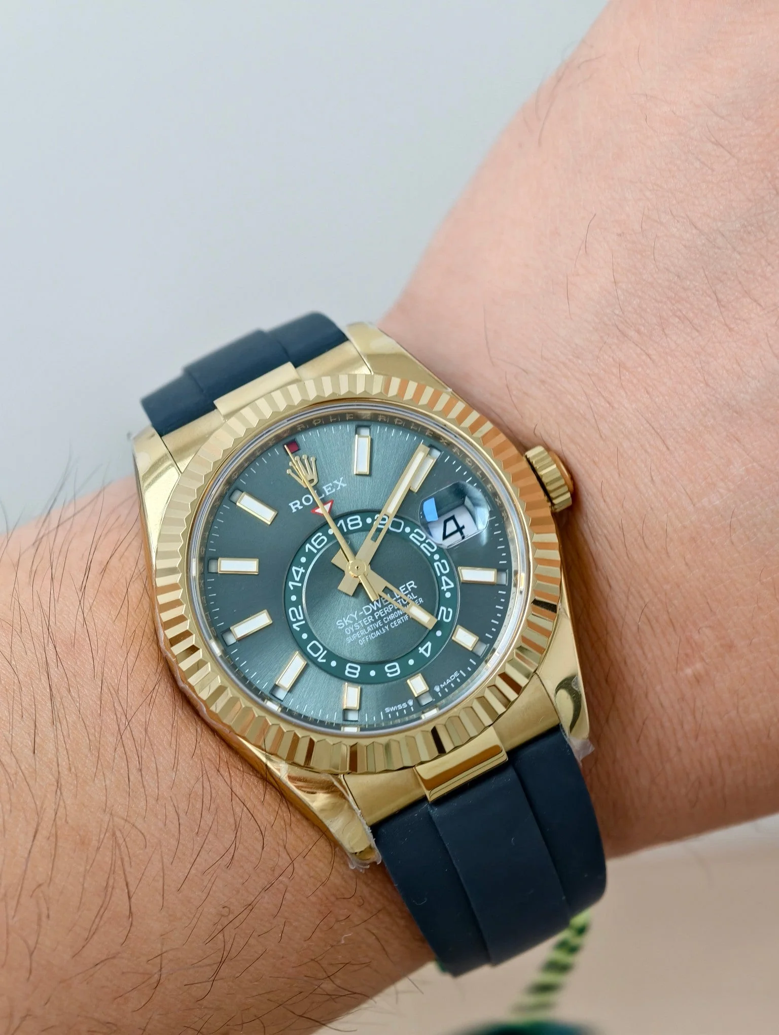 Rolex Sky-Dweller 42mm Gold Case Green Dial