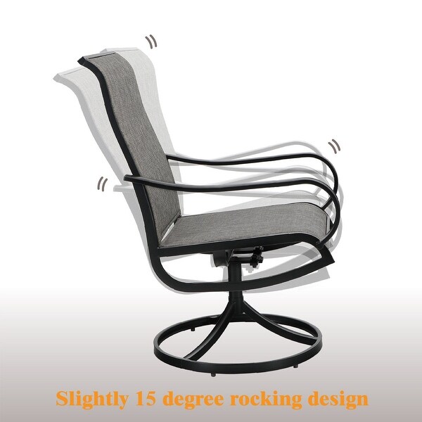 MAISON ARTS 7/9 Patio Dining Set,6/8 Sling Patio Swivel Dining Chairs and 1 Expandable Metal Dining Table