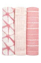 Aden + Anais Shibori 3-Pack Silky Soft Swaddling Cloths - One Size / Linen Grey