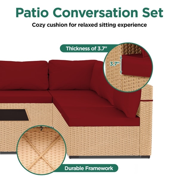 UPHA 5Piece Patio Furniture Wicker Sofa Set with Cushions