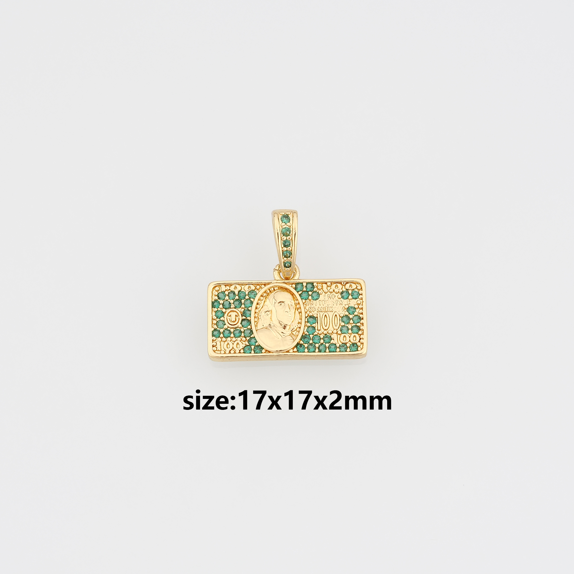 18K Gold Filled Dollar Pendant,CZ Micro Pave Money Charm Earrings Necklace for DIY Jewelry Making Supply
