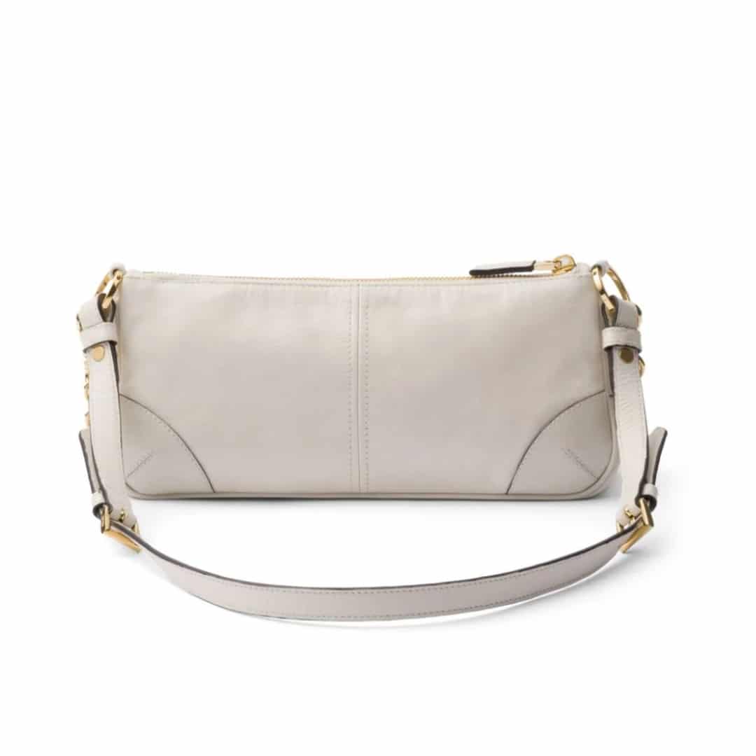 Prada Re Edition 2002 Leather Shoulder Bag White 23Cm