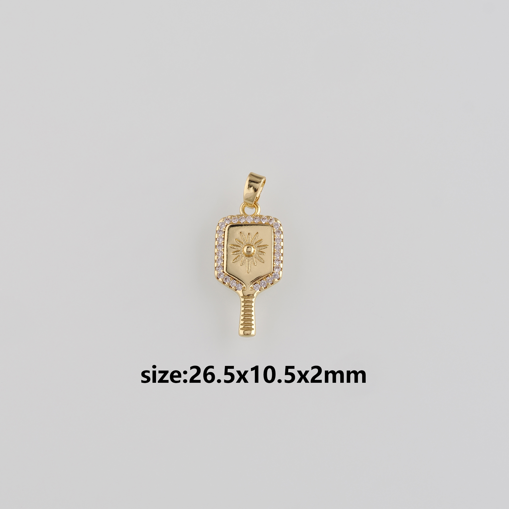 18K Gold Filled Tennis Racket Pendant,CZ Micro Pave Racket Charm Earrings Necklace for DIY Jewelry Making Supply