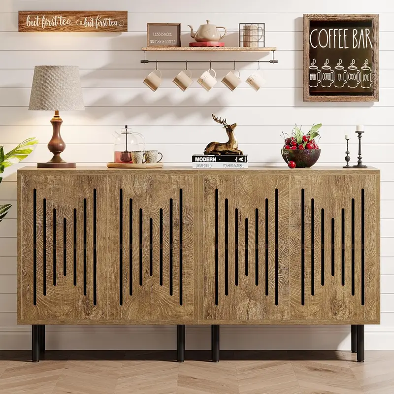 Tribesigns Dual-Piece Buffet Set — 59-Inch Modern Sideboard with Adjustable Interior Shelves