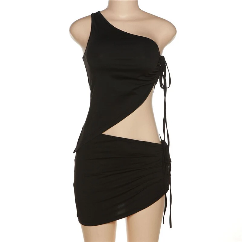 One Shoulder Cutout Mini Dress for Party NightsClistos