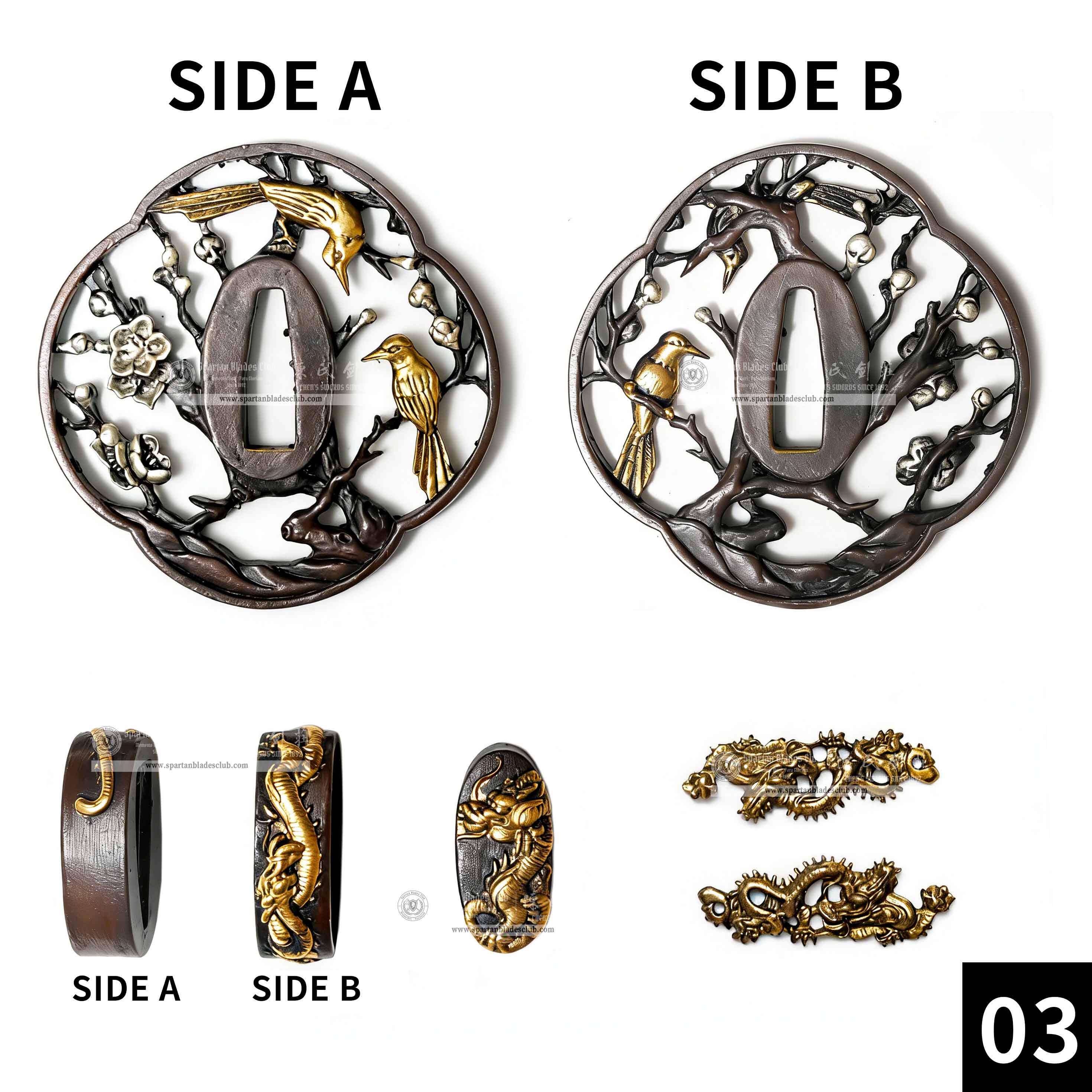 Custom Your Katana | Bird | Complete Set Fittings (Brass Gilded) | Spartan Blades Club | CHEN'S SWORDS 1892 - Spartan Blades Club - 陳氏劍莊1892