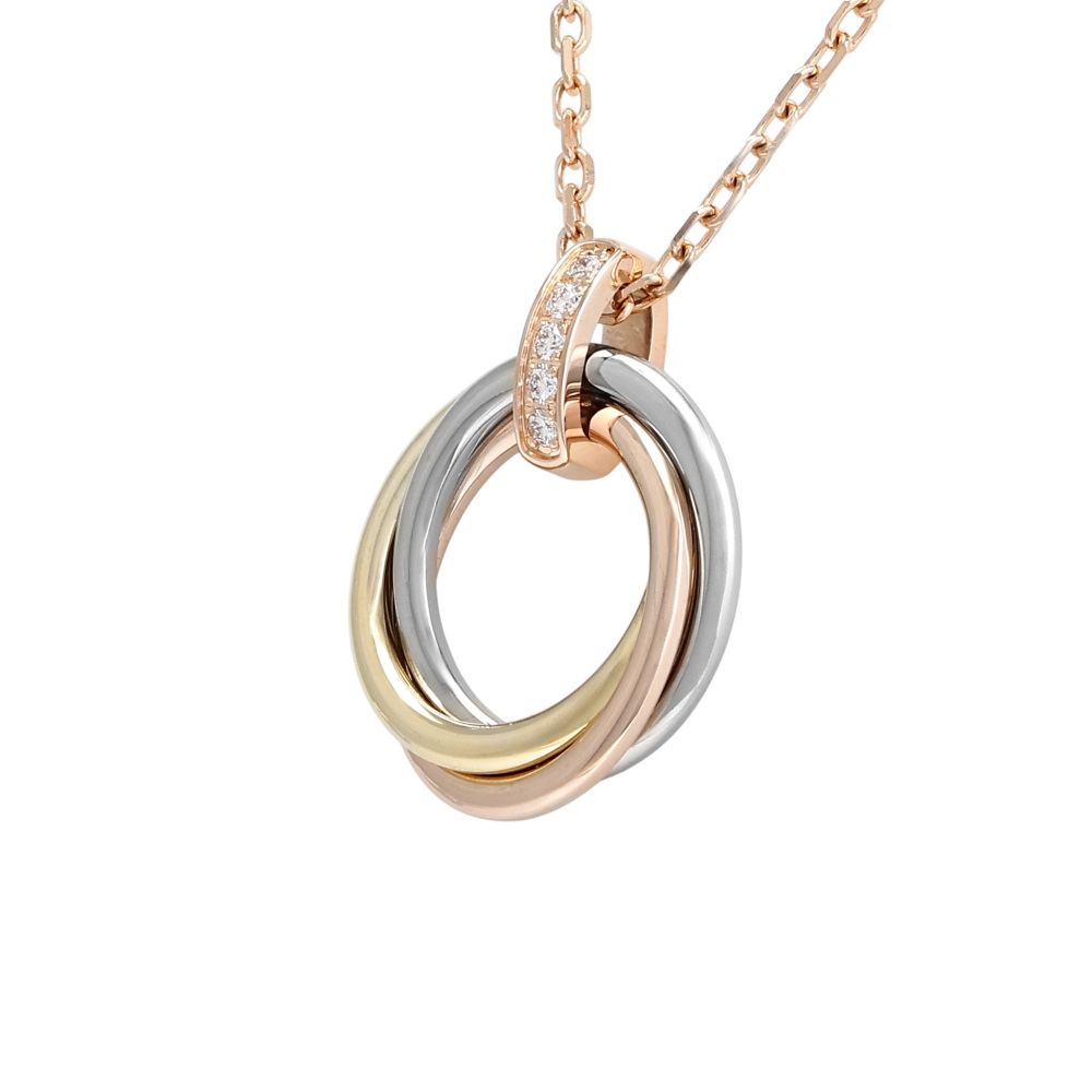 Cartier Trinity Necklace Tri-Gold Diamond B7058700